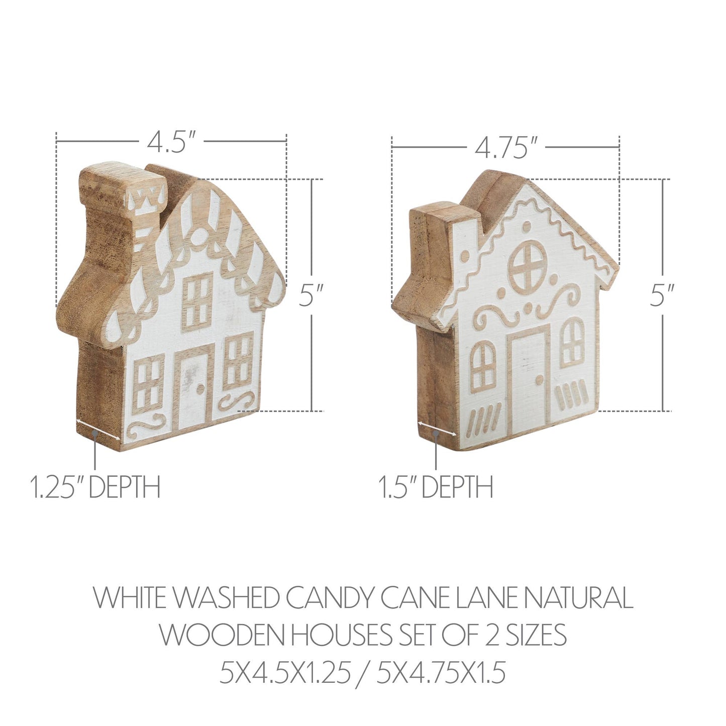 White Washed Candy Cane Lane Natural Wooden House