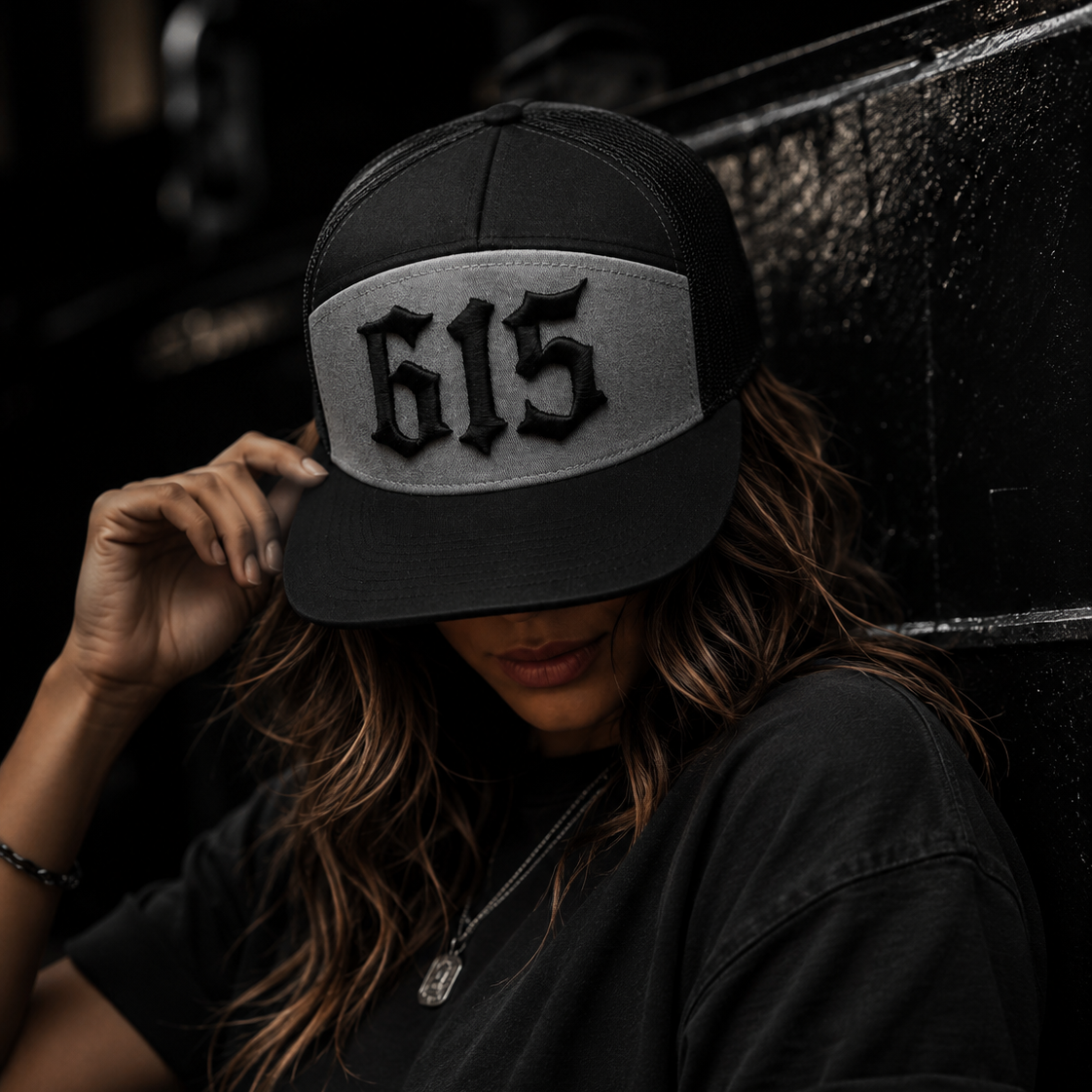 615 7 Panel Trucker Hat | Black Collection
