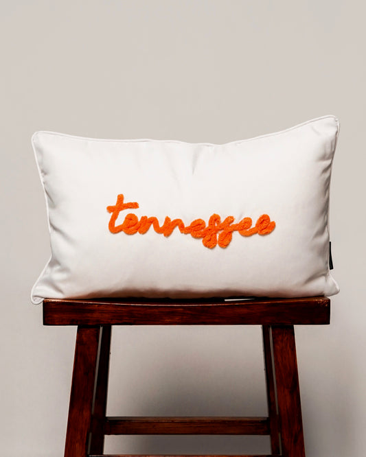 Puff Embroidered Tennessee Accent Pillow [White]