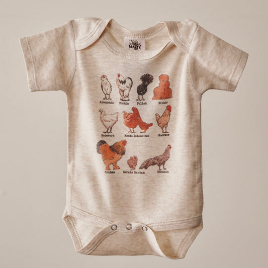 Chicken Breeds Country Western Baby Onesie [Natural]