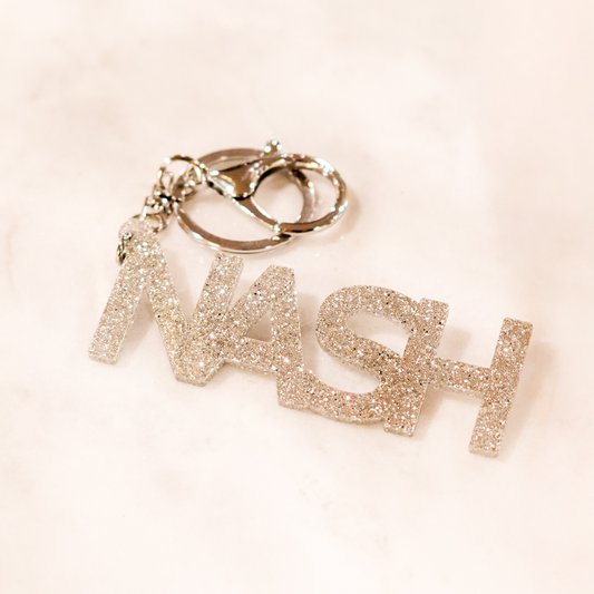 Nash Glitter Acrylic Keychain [Silver]