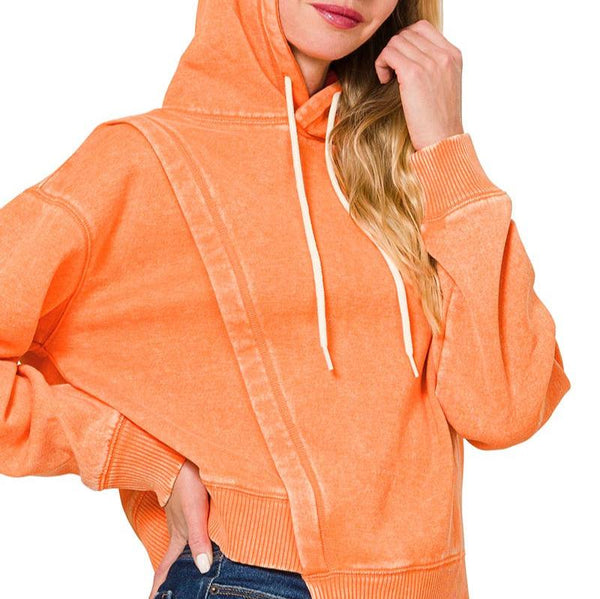 Taking Sides Asymmetrical Hoodie [Orange]