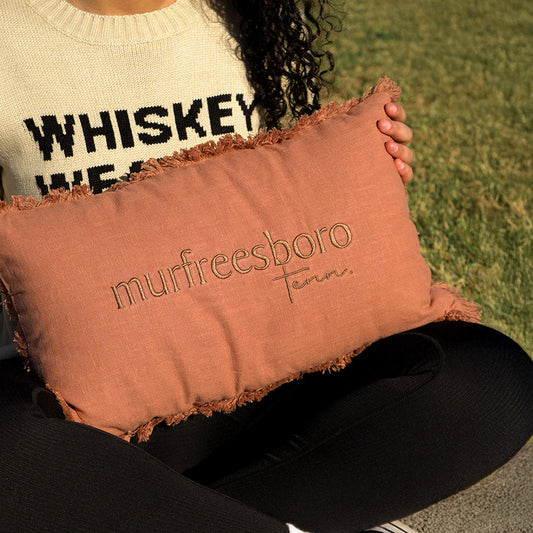 Tone on Tone Fringe Murfreesboro Pillow [Rust]