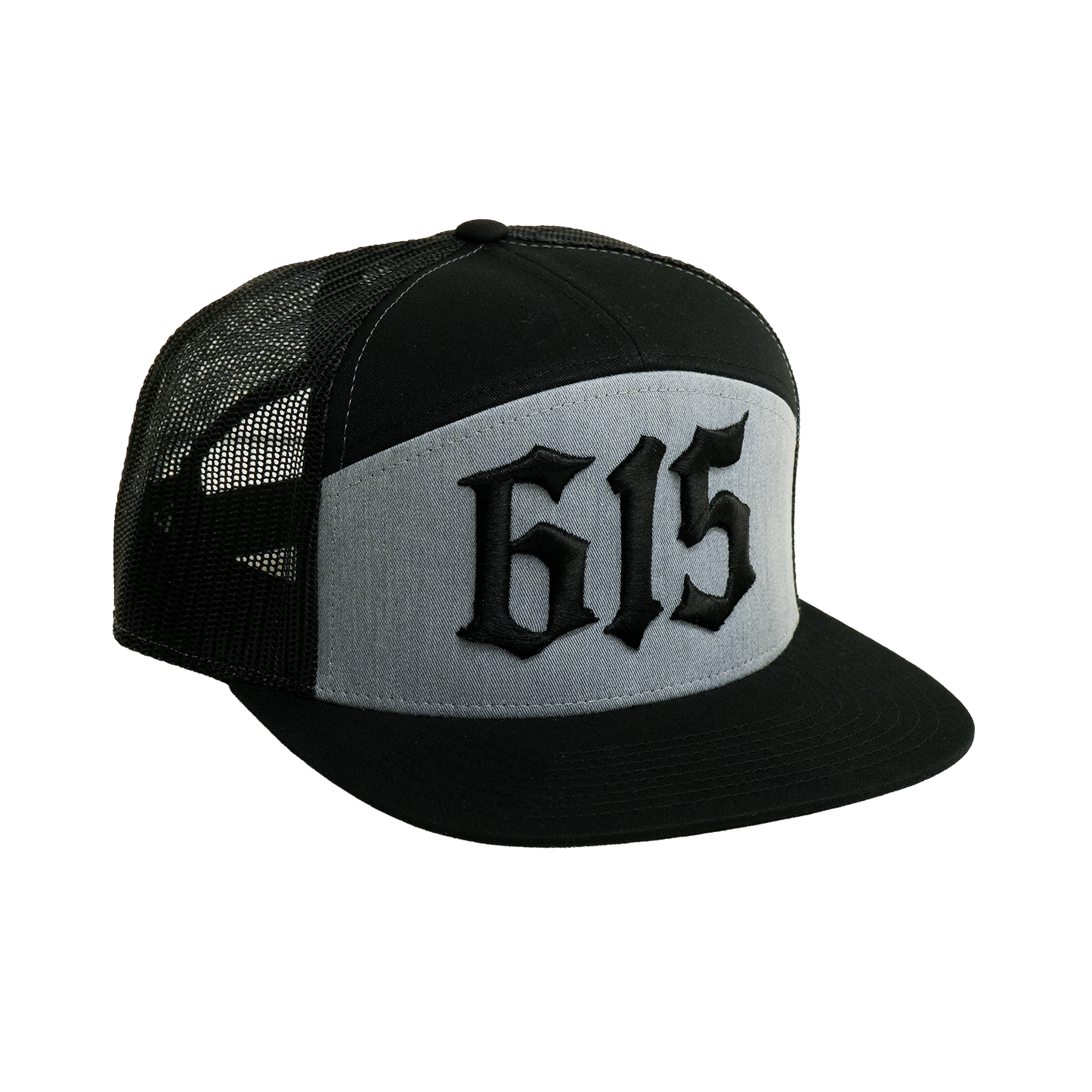 615 7 Panel Trucker Hat [Grey/ Black]