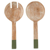 Enamel Salad Serving Set - Natural + Green - Set of 2