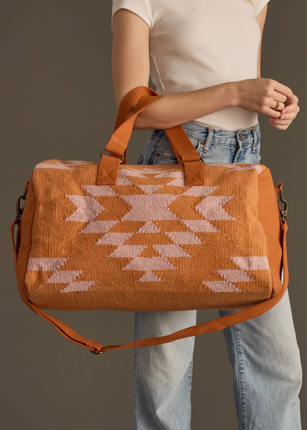 Weekend Aztec Duffel [Orange & Lt. Pink]