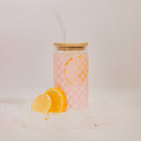 Glass Tumbler [Pink Checkered]