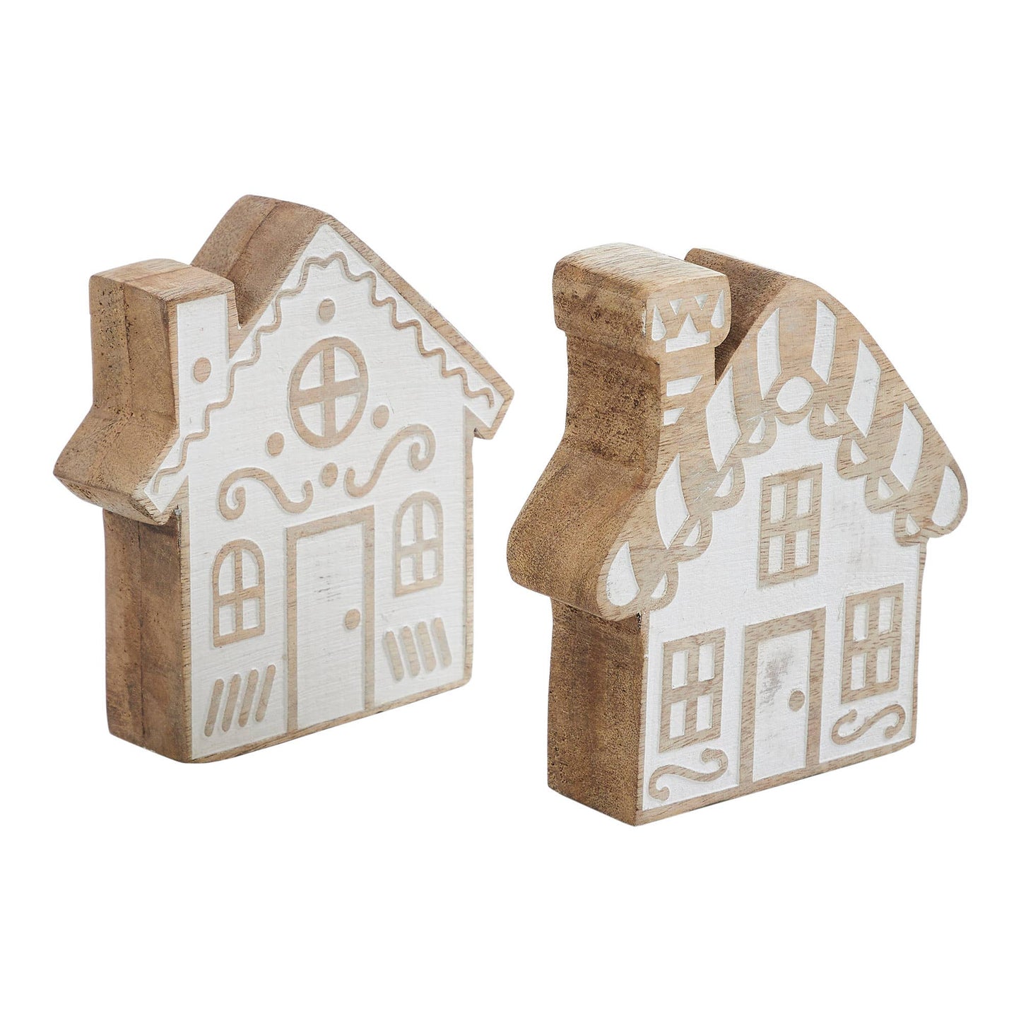 White Washed Candy Cane Lane Natural Wooden House