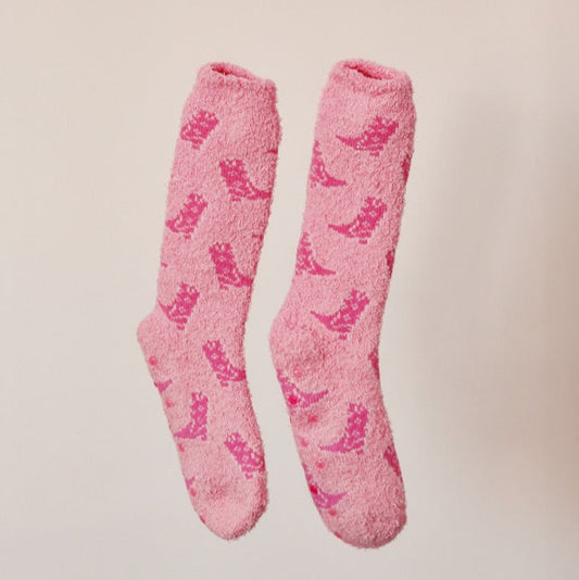 Pink Cowgirl Boots Snuggle Socks