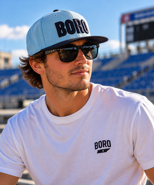 BORO Snapback Hat [Columbia Blue/Navy]