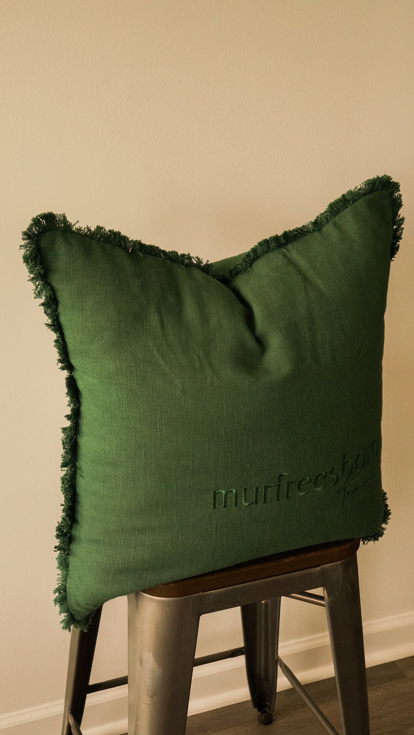 Murfreesboro Fringe Pillow Large [Forest Green]