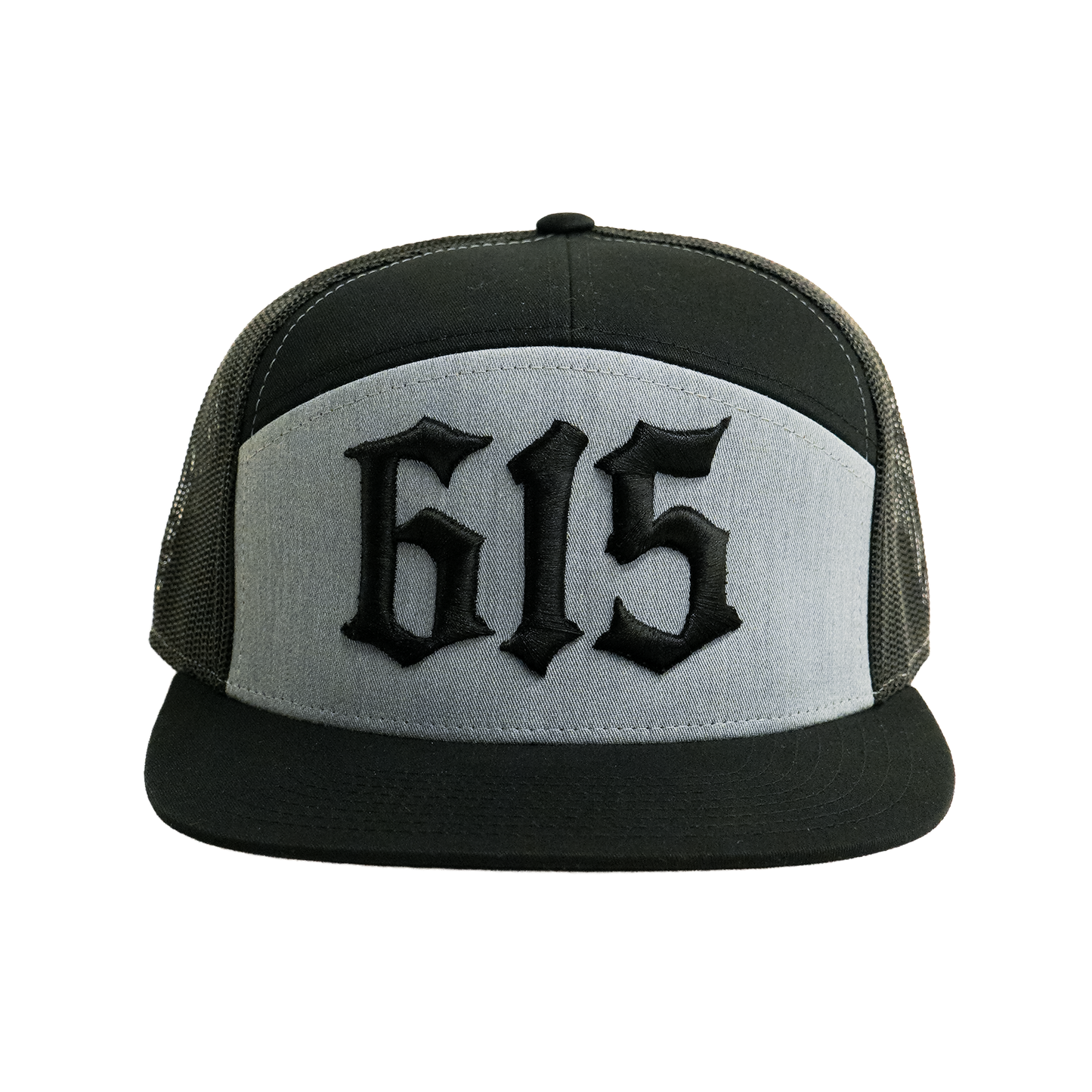 615 7 Panel Trucker Hat [Grey/ Black]