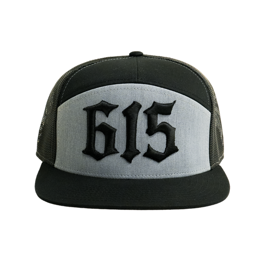 615 7 Panel Trucker Hat [Grey/ Black]