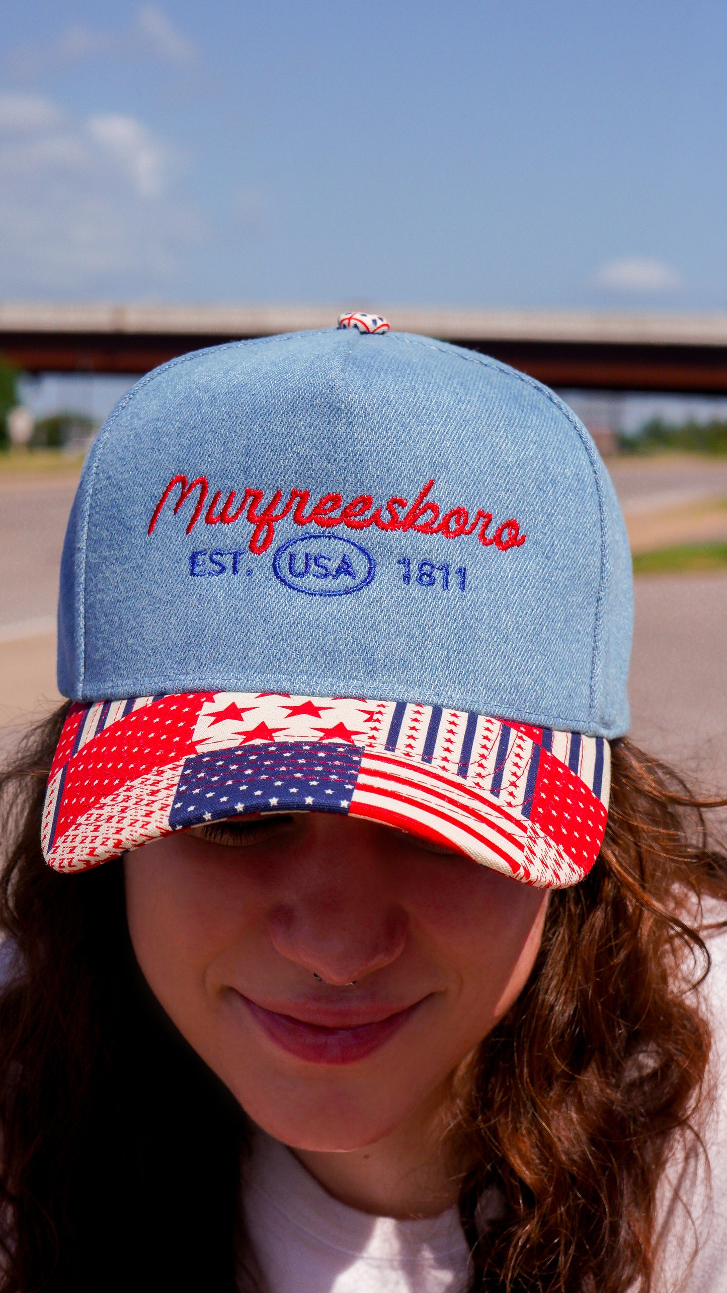 Murfreesboro Tennessee Denim Americana Hat | Embroidered USA Patchwork Cap