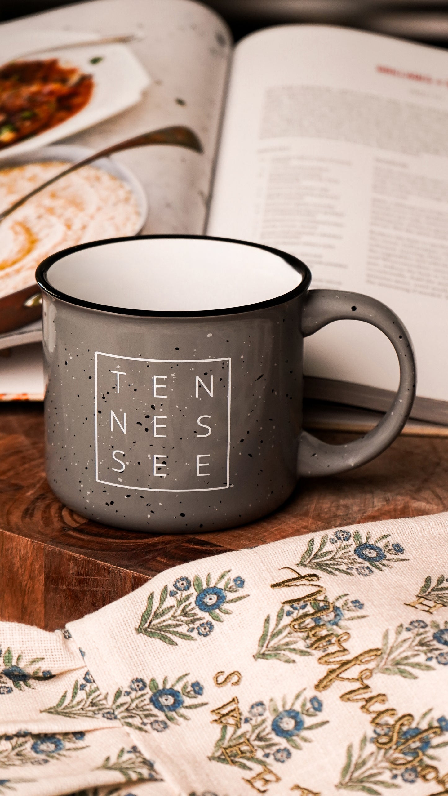 Tennessee Square© Campfire Mug | Speckled Ceramic Coffee Cup [Grey]