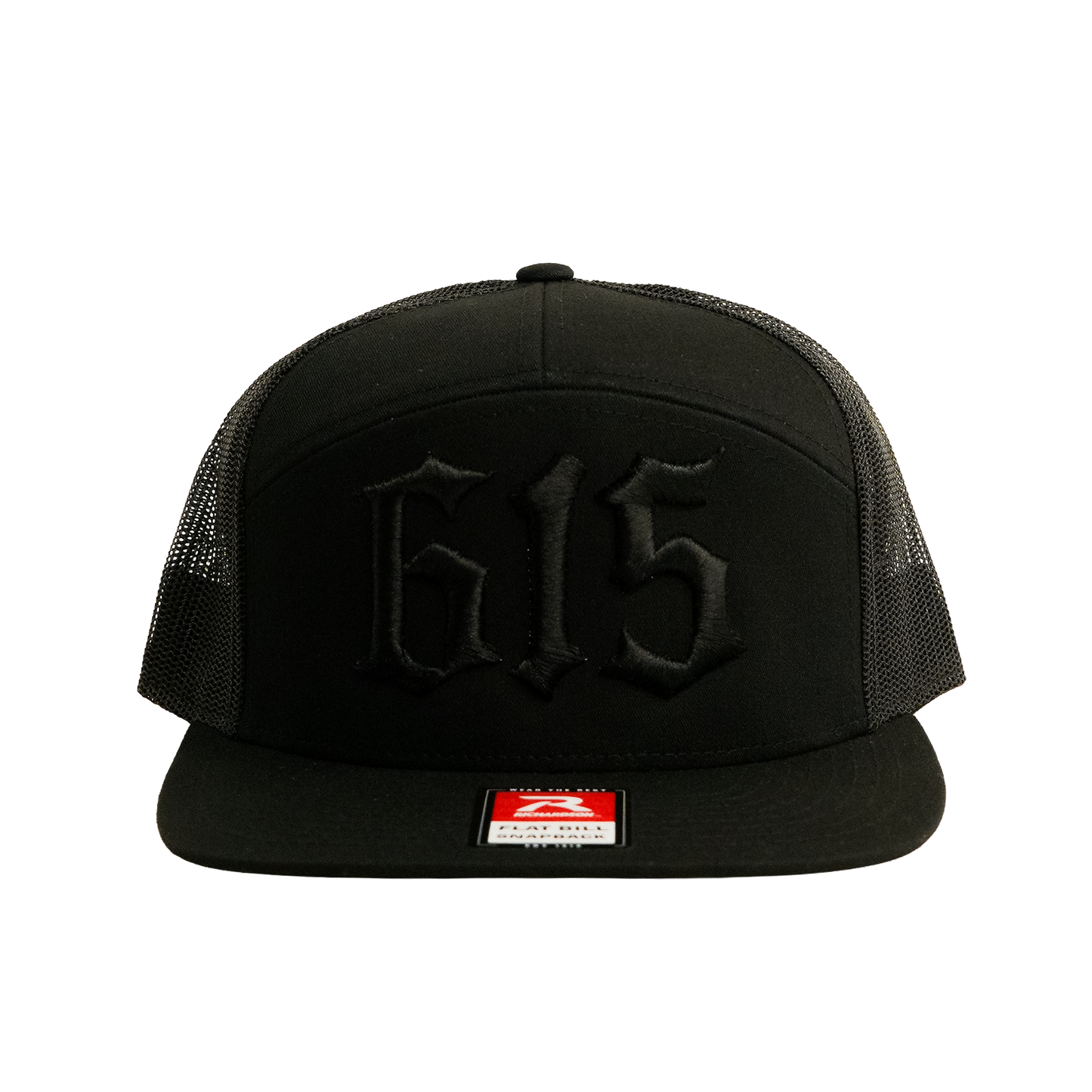 615 7 Panel Trucker Hat [Black w/ Black]