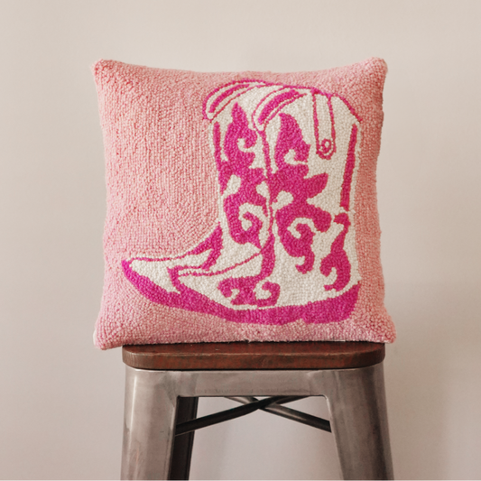 Pink Cowboy Boots Hook Pillow