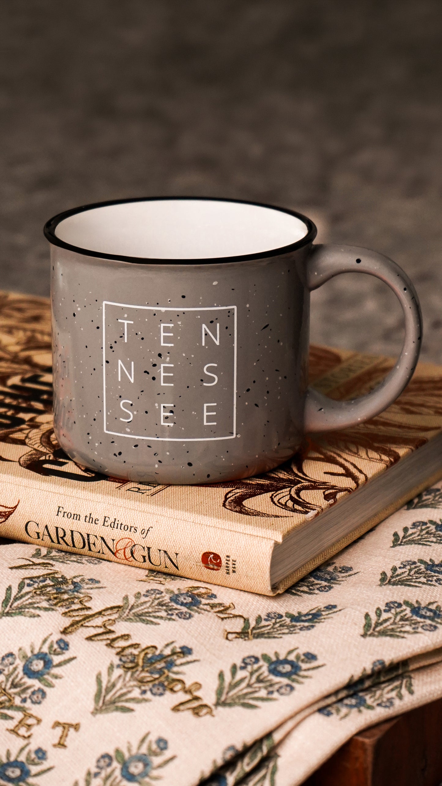 Tennessee Square© Campfire Mug | Speckled Ceramic Coffee Cup [Grey]