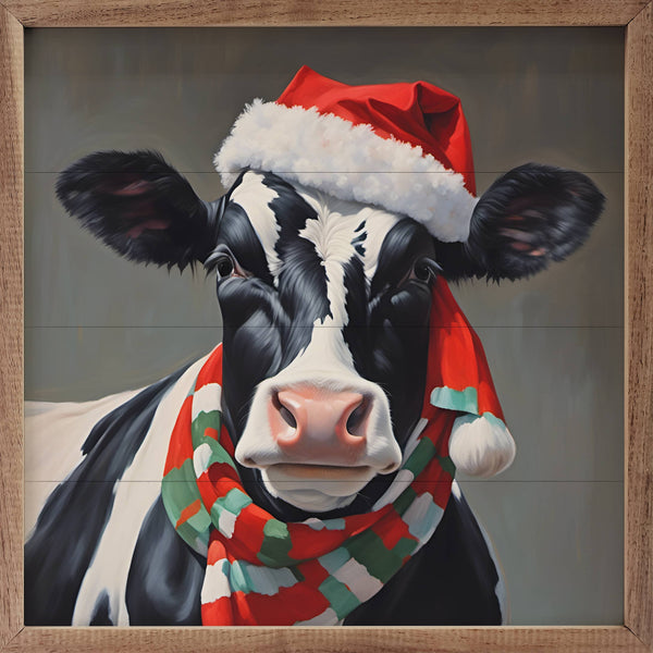 Santa Dairy Cow Mini Sign