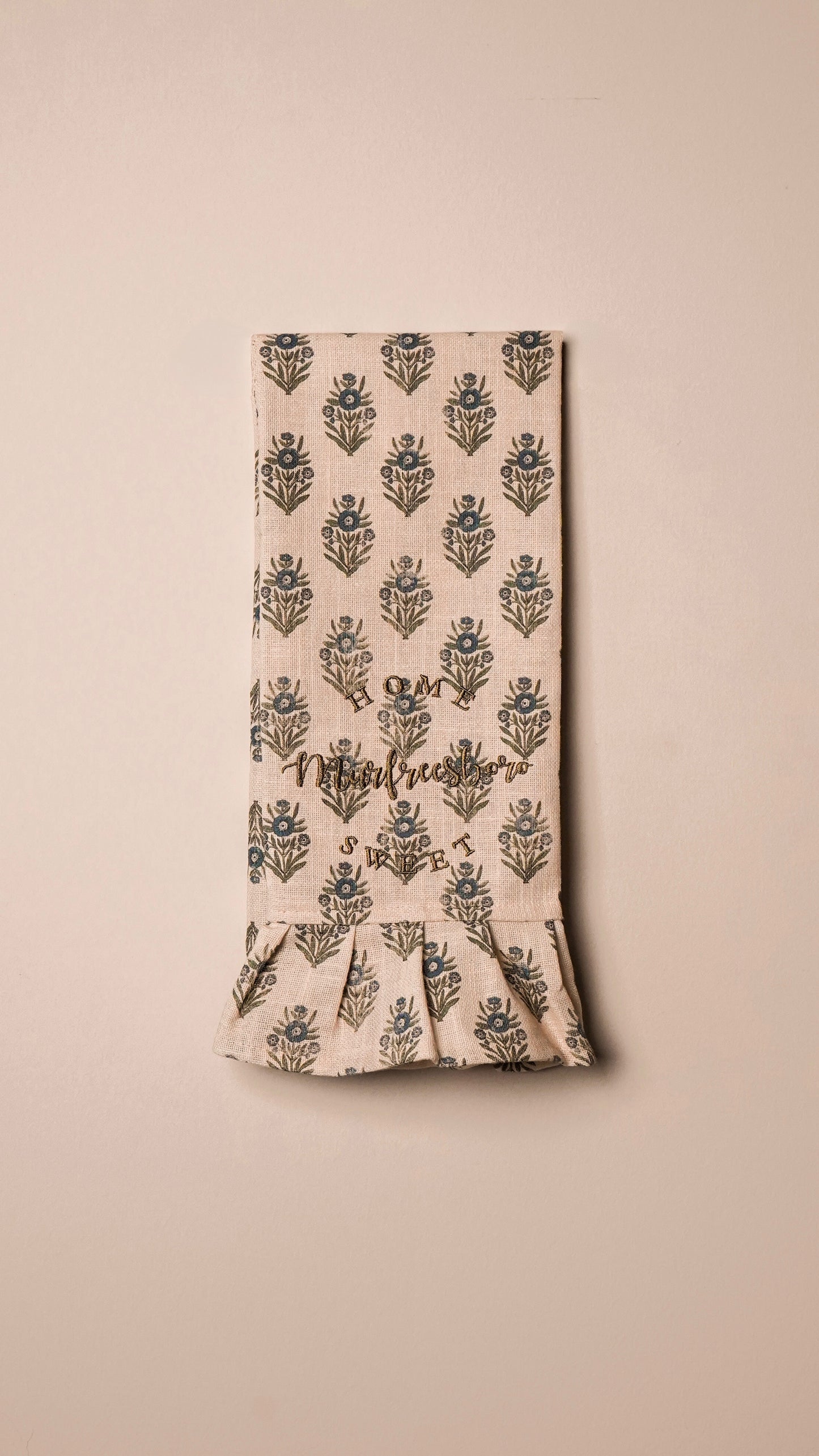 Blue Block Print Silhouette Tea Towel