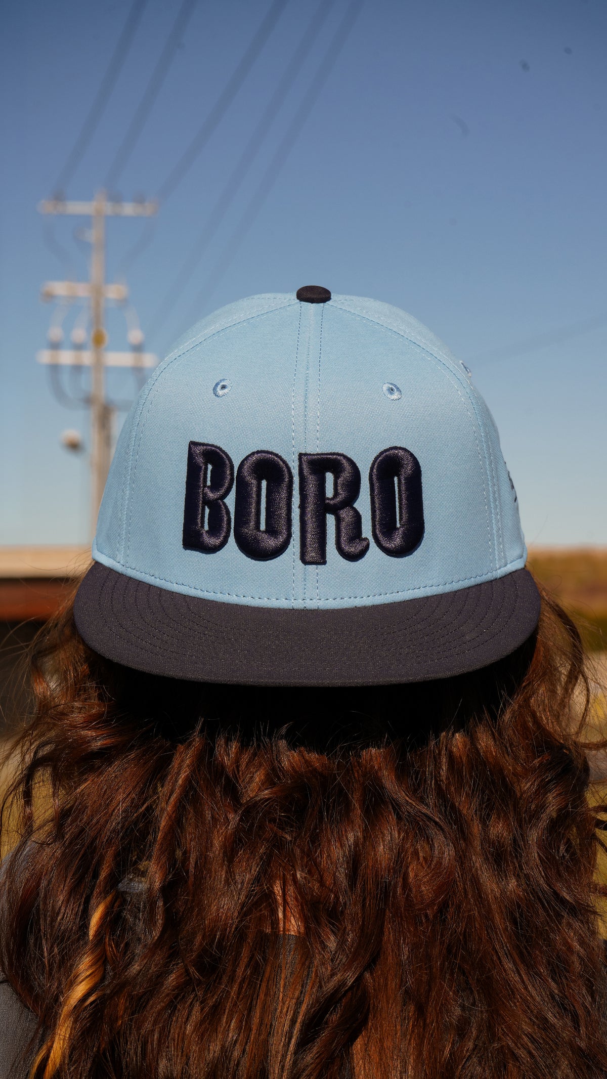 BORO Snapback Hat [Columbia Blue/Navy]