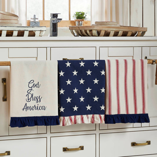 Americana Stars Ruffled Tea Towel