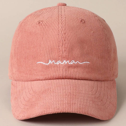 Mama Corduroy Embroidered Baseball Cap [Mauve]