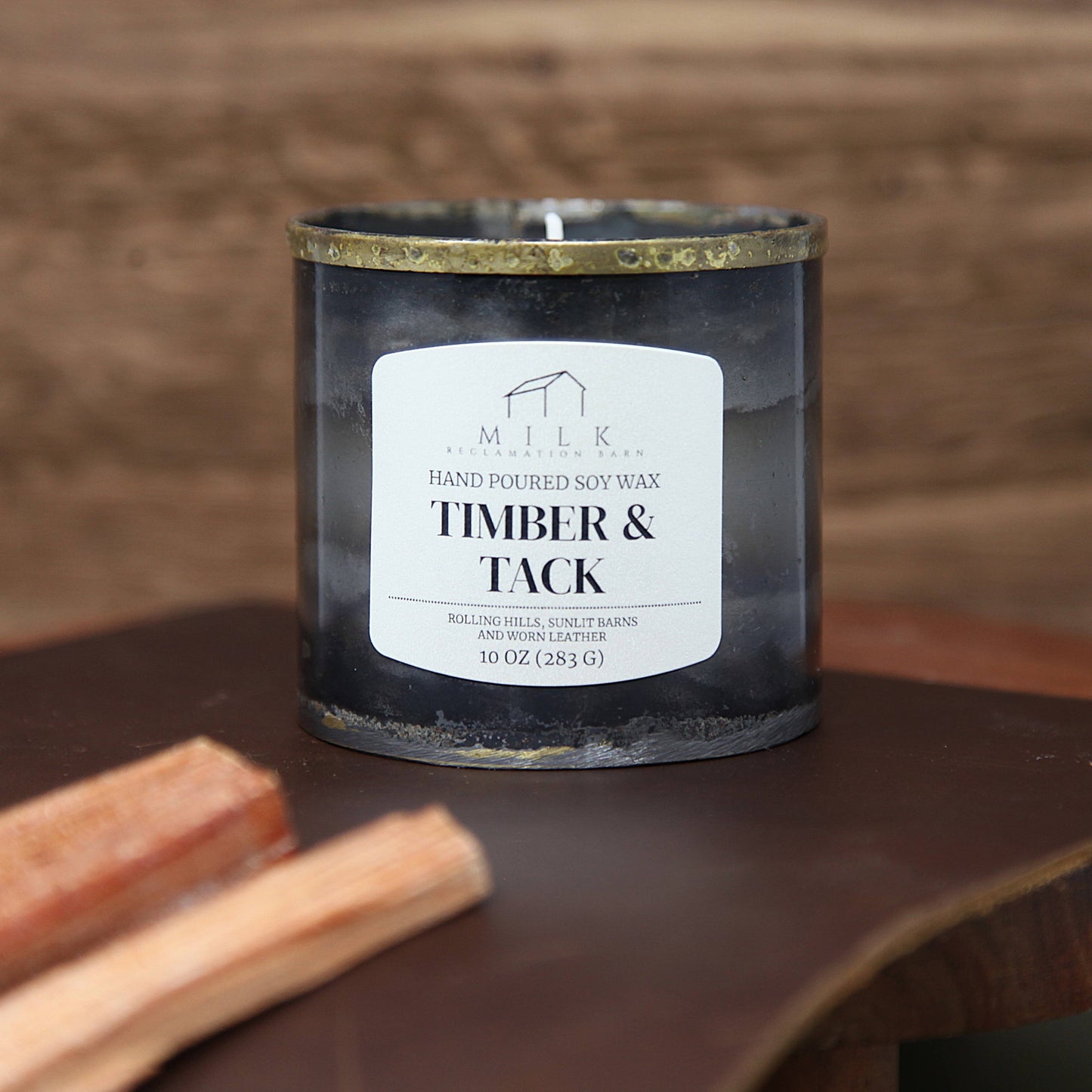 Lakeside Retreat Soy Candle | Rustic Barn Metal 10 oz