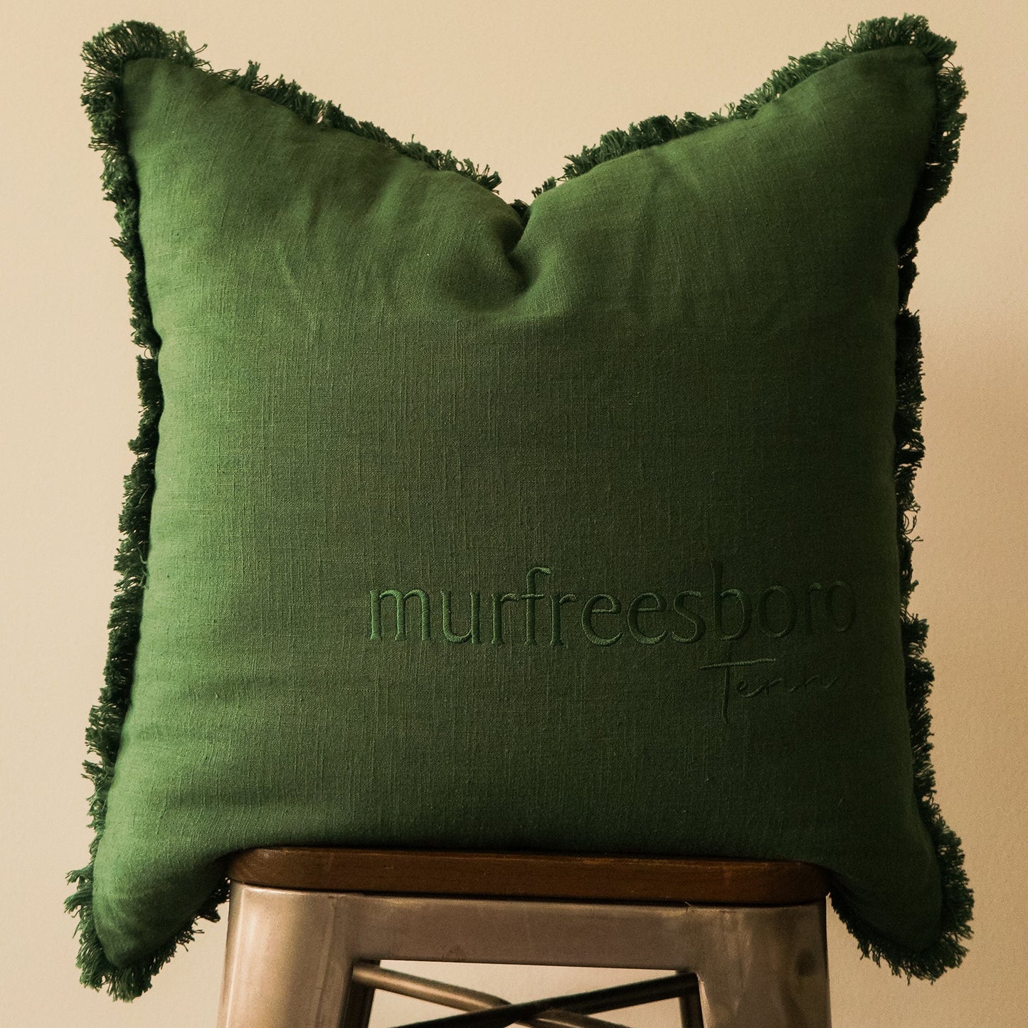Murfreesboro Fringe Pillow Large [Forest Green]