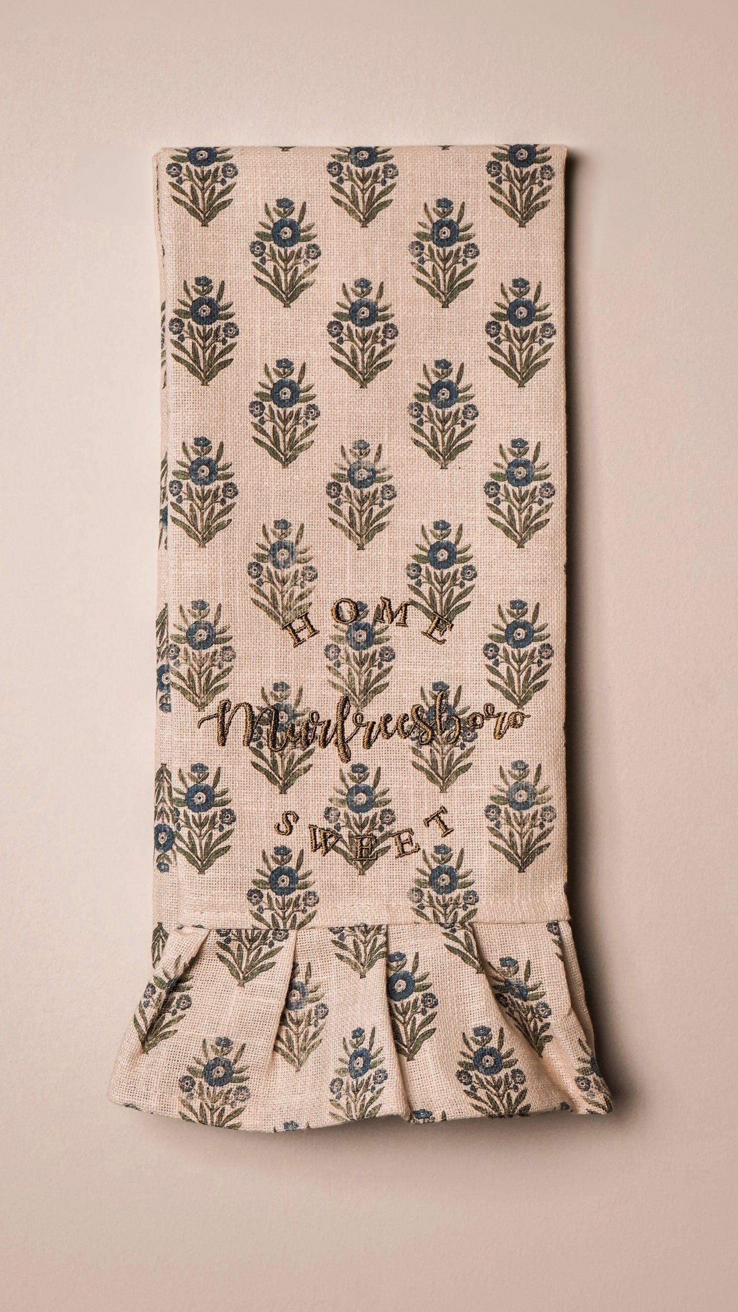 Blue Block Print Silhouette Tea Towel