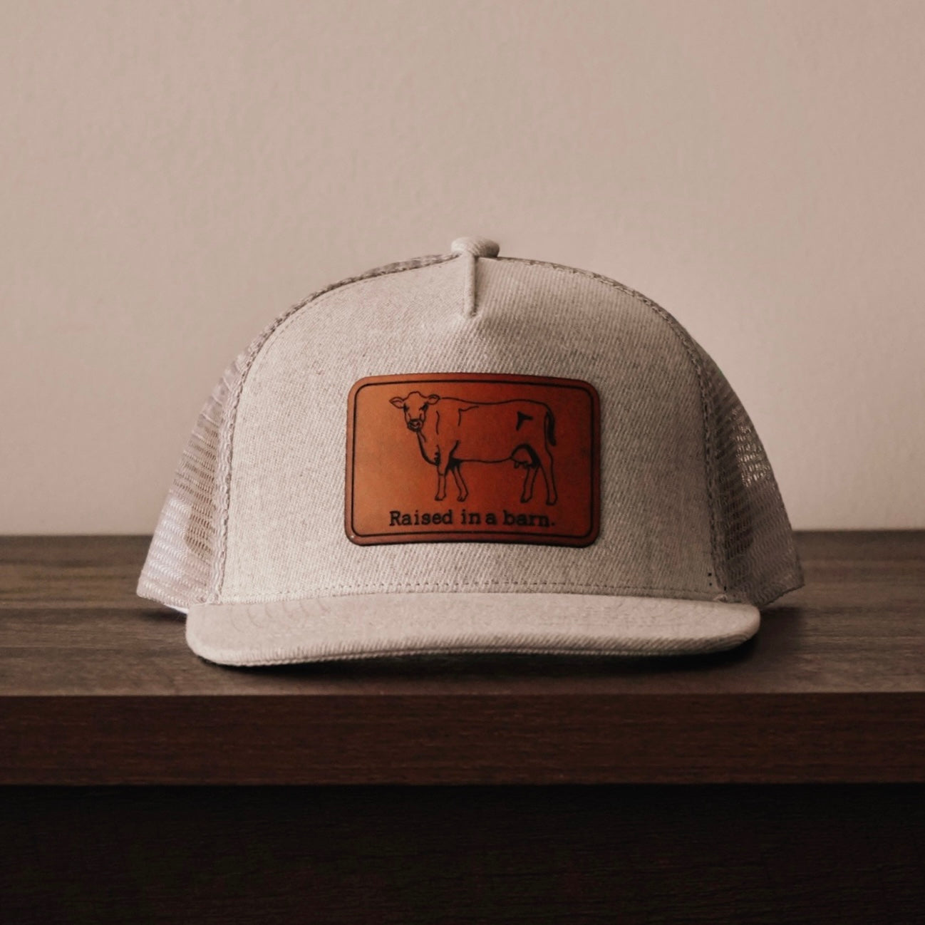 Raised in a Barn Kids Trucker Hat [Grey]