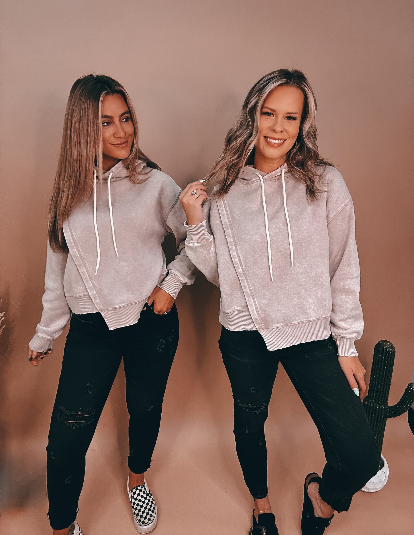 Taking Sides Asymmetrical Hoodie [Ash Mocha]