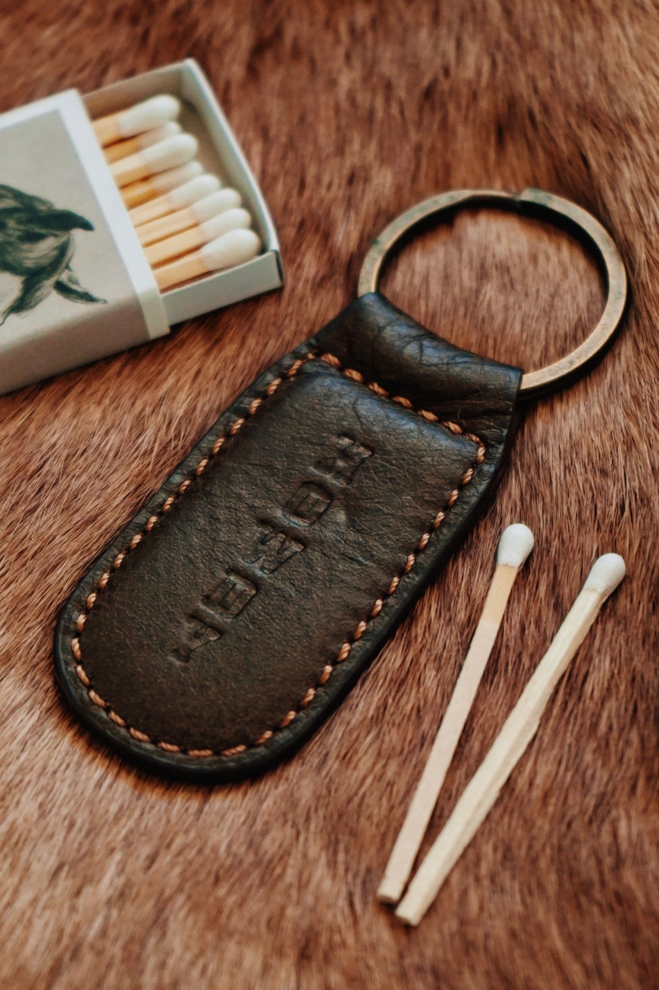 Howdy Leather Embossed Keychain