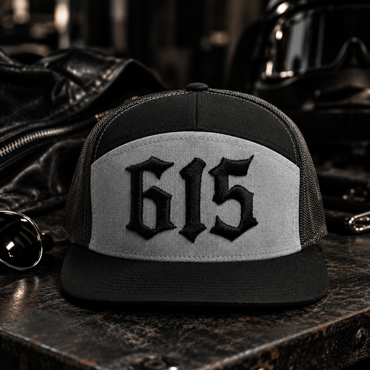 615 7 Panel Trucker Hat | Black Collection