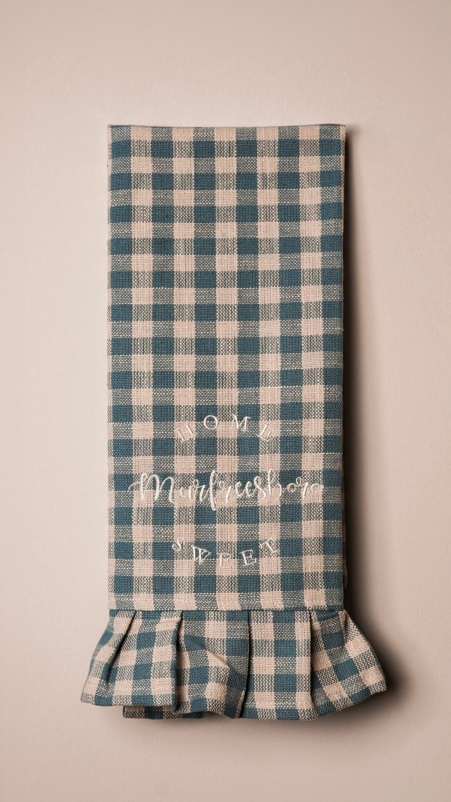 Blue Block Print Silhouette Tea Towel