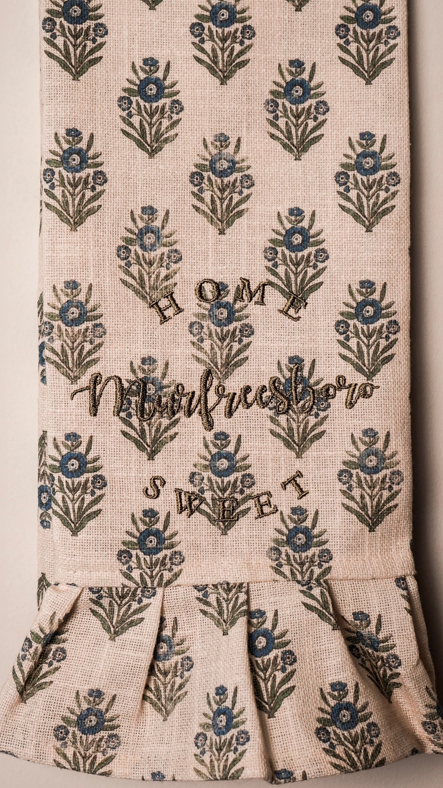 Blue Block Print Silhouette Tea Towel