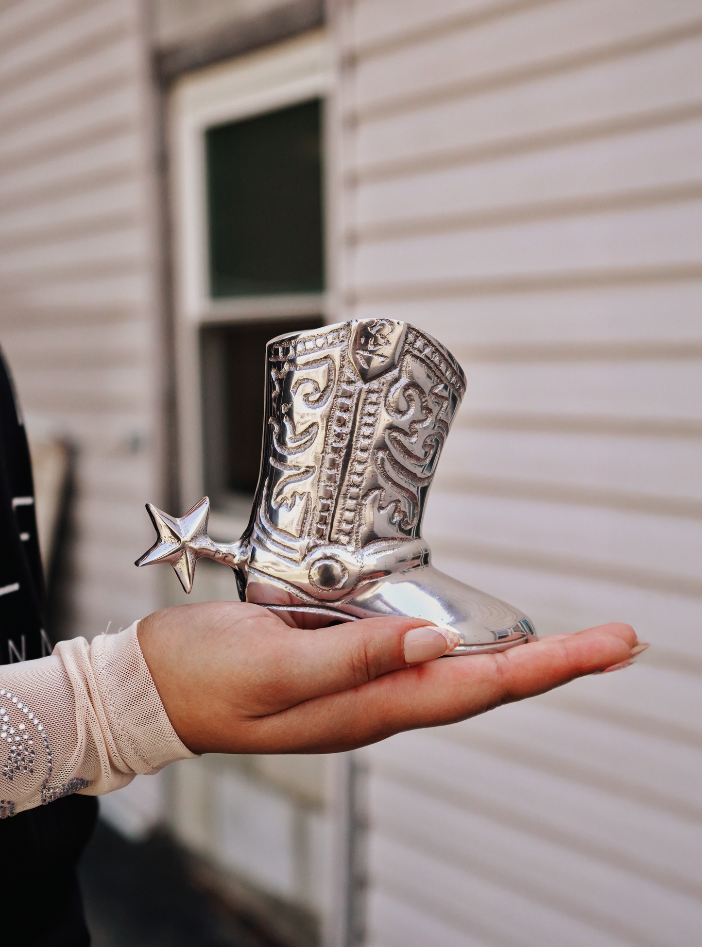 Nickel Etched Cowboy Boot Holder