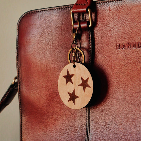 Rooted in Tennessee Tristar Wood Keychain