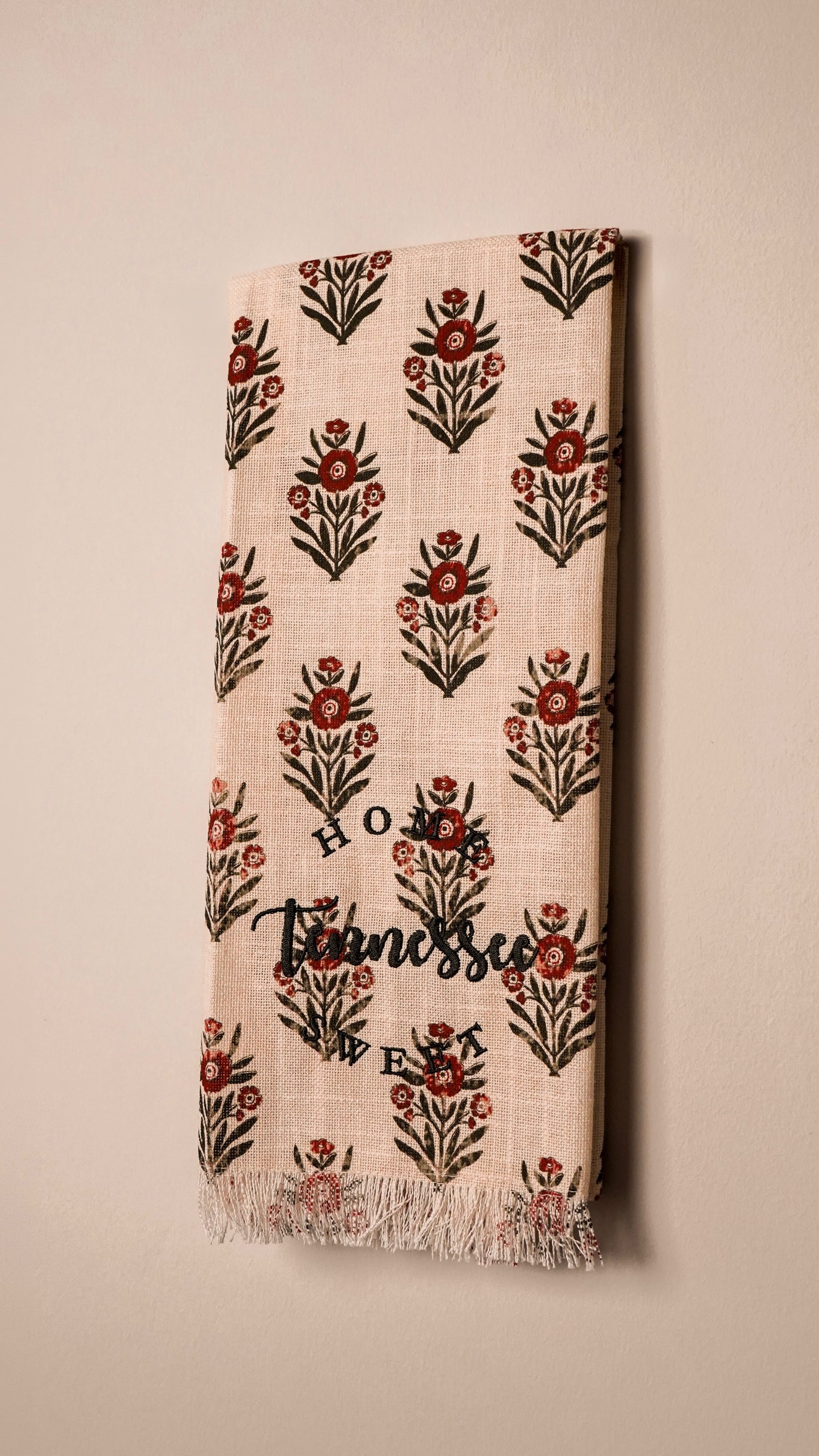 Red Block Print Silhouette Tea Towels