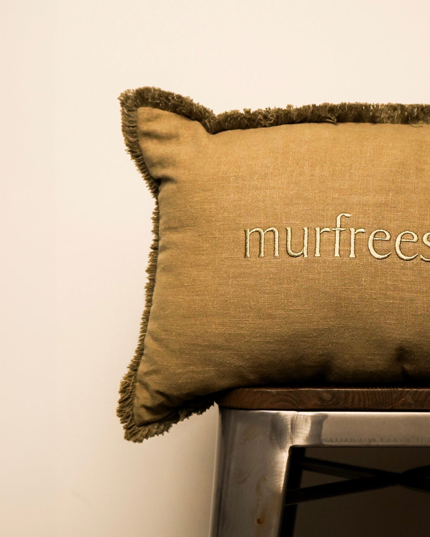 Tone on Tone Fringe Murfreesboro Pillow Small [Olive Green]