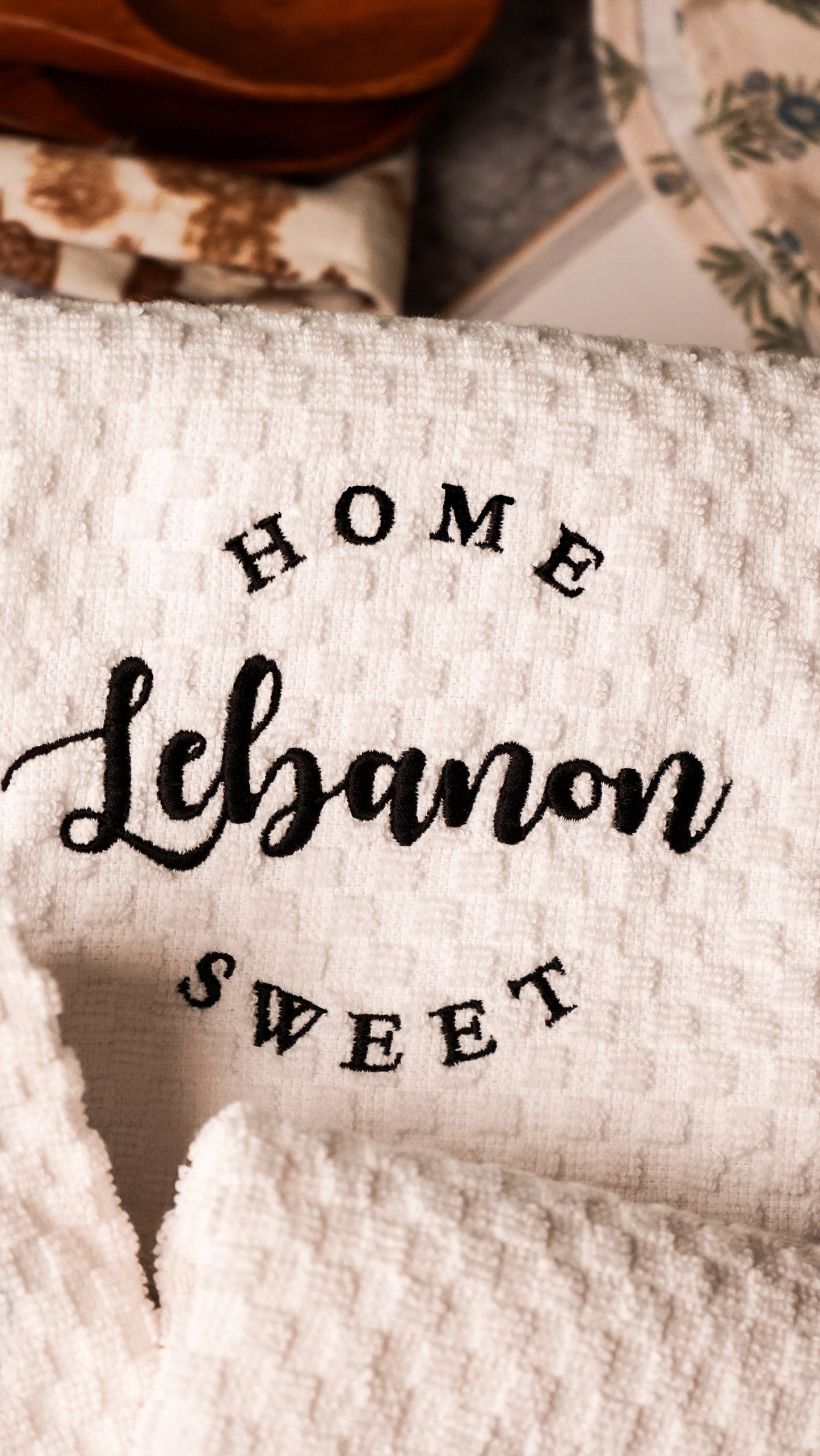 Home Sweet Lebanon Tea Towel | Waffle Kitchen Towel