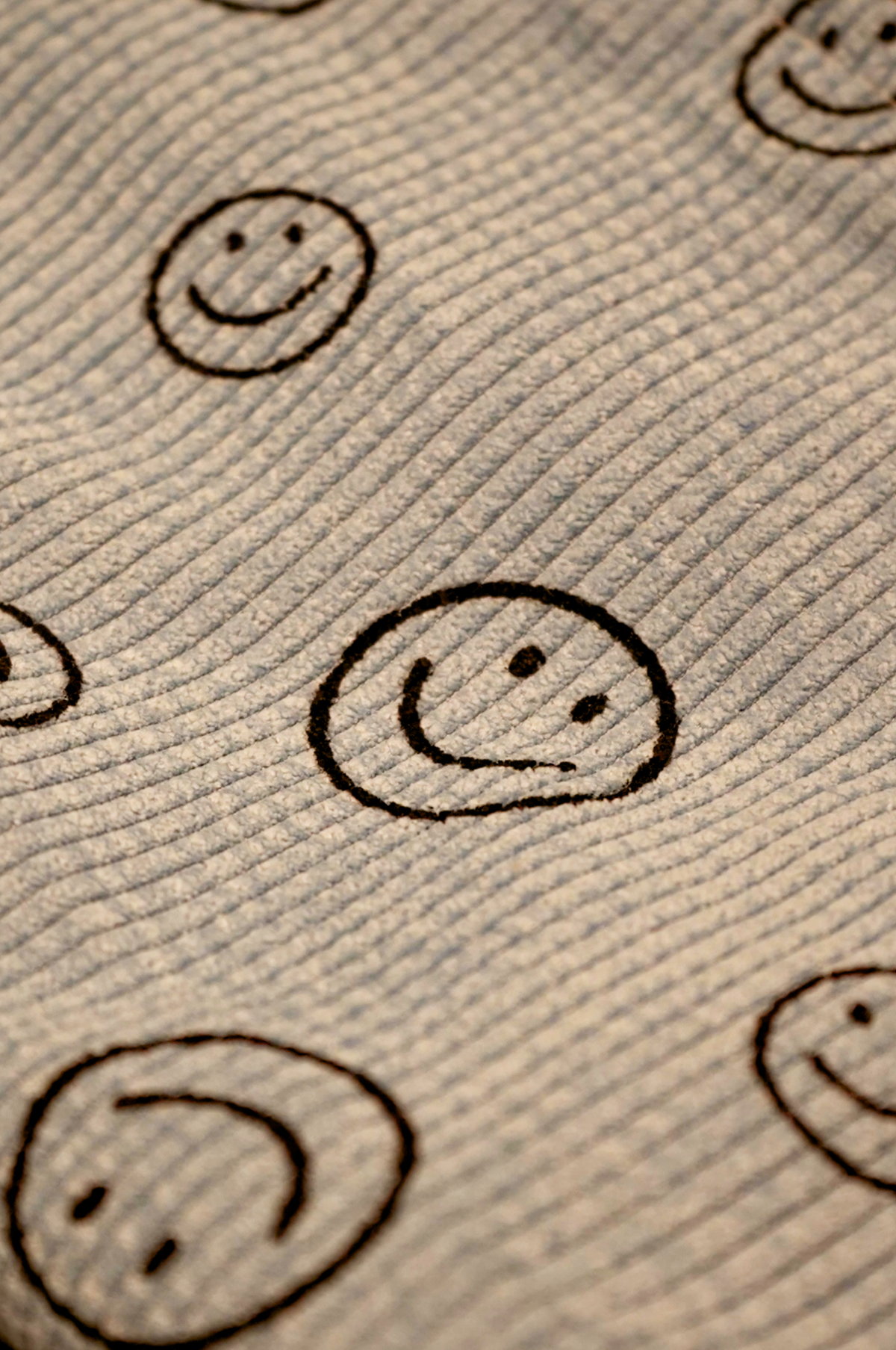 Smiley Face Corduroy Cosmetic Bag [Pink]