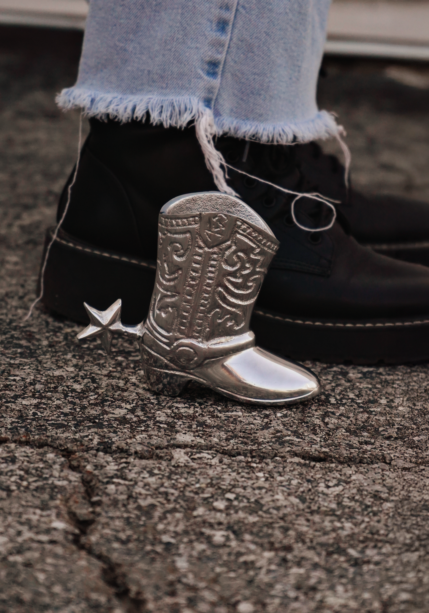 Nickel Etched Cowboy Boot Holder
