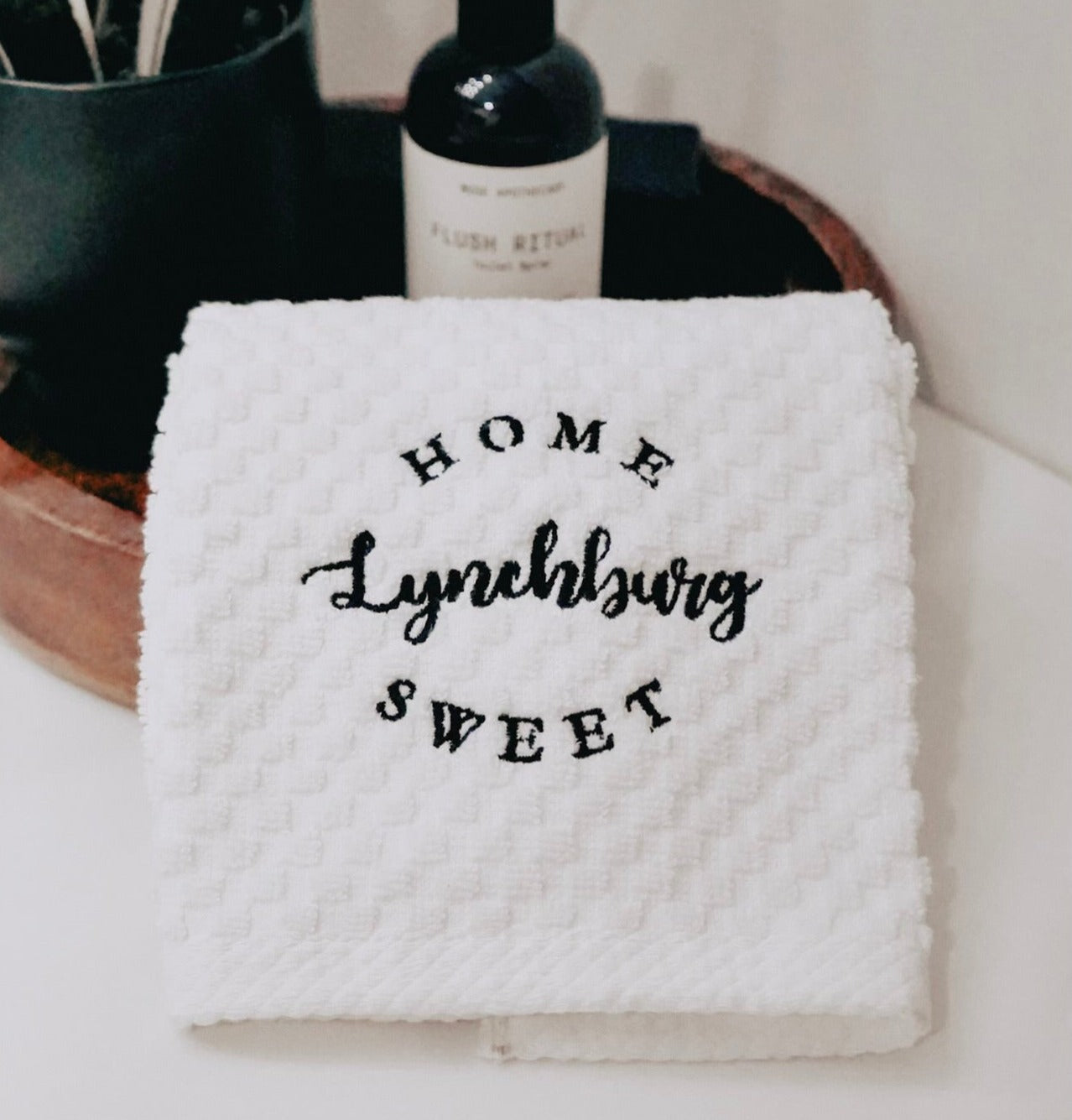 Home Sweet Lynchburg Waffle Tea Towel [White]