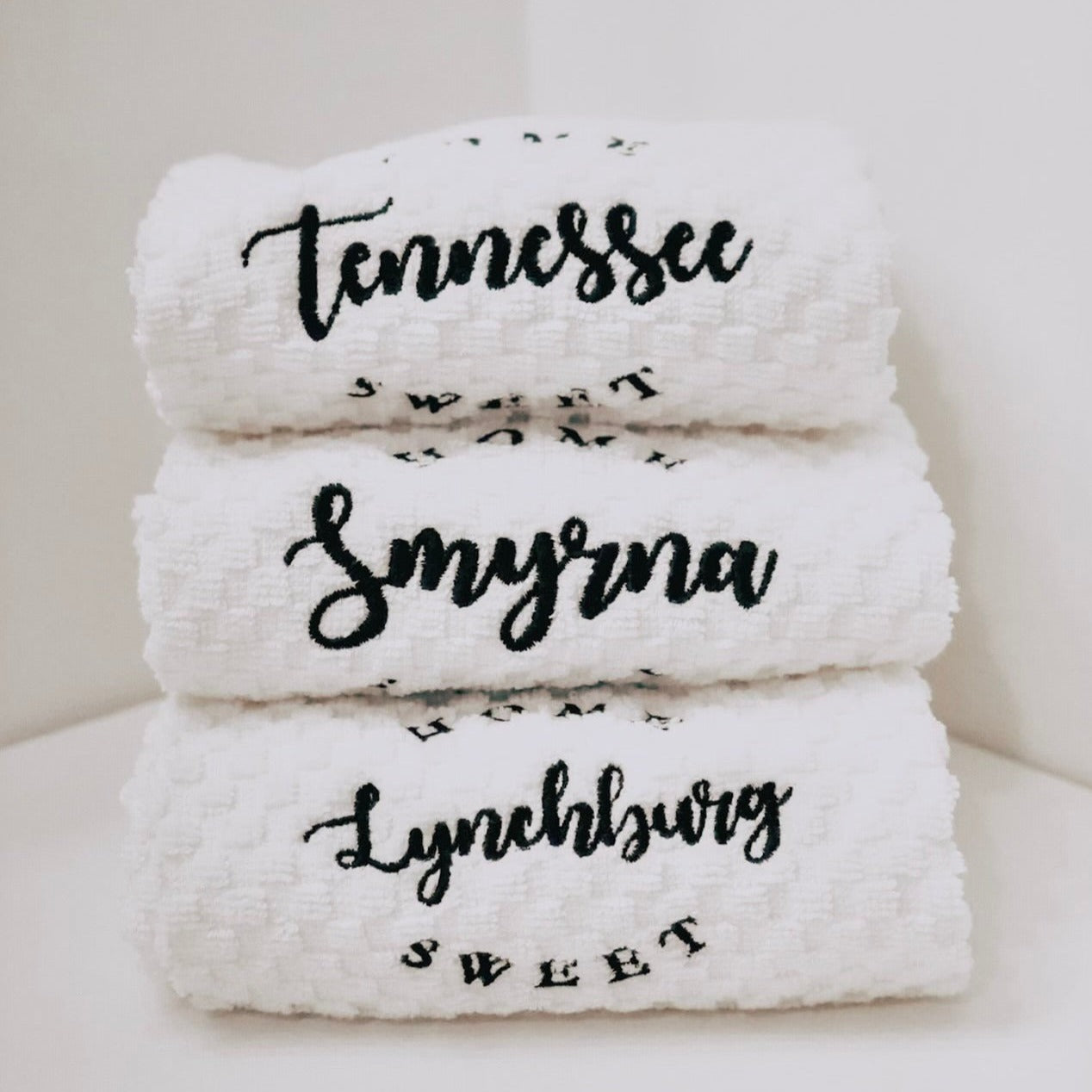 Home Sweet Lynchburg Waffle Tea Towel [White]