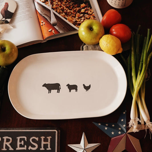 Farm Animals Oval Platter