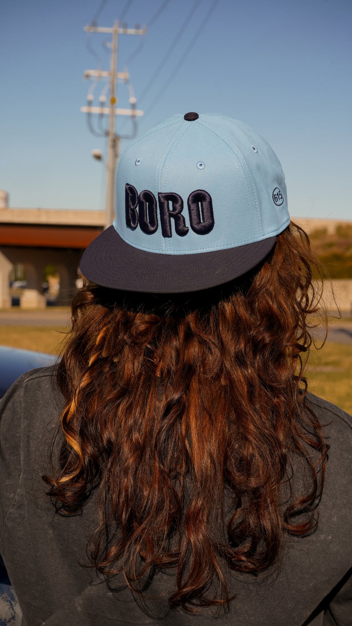 BORO Snapback Hat [Columbia Blue/Navy]