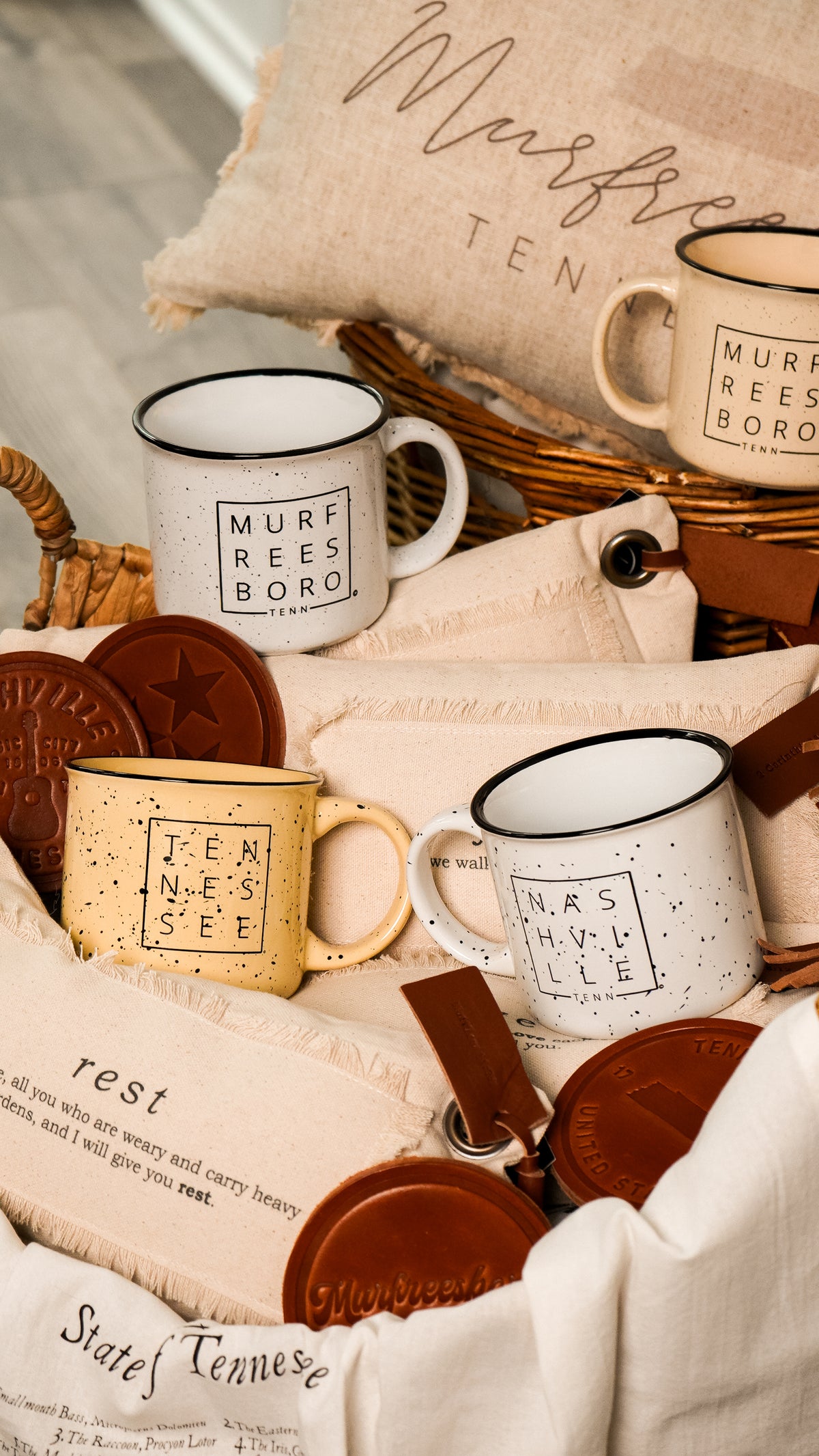 Tennessee Square© Campfire Mug | Speckled Ceramic Coffee Cup [Yellow]