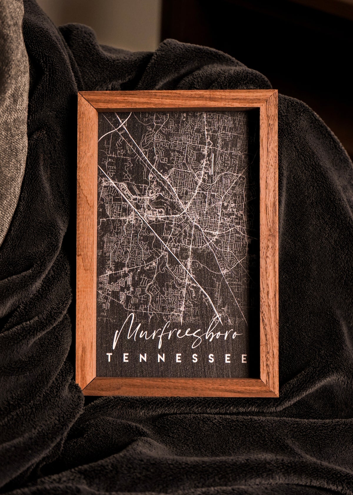 Murfreesboro Coordinates Map Wood Sign [Black]