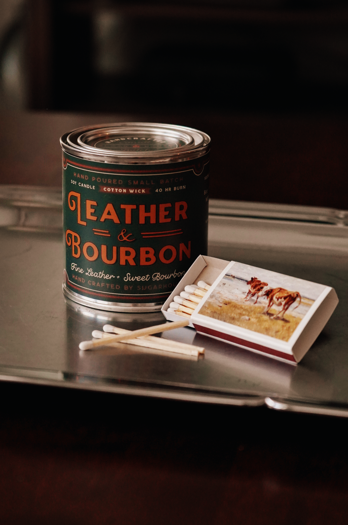 Leather & Bourbon Soy Candle | Vintage Paint Can